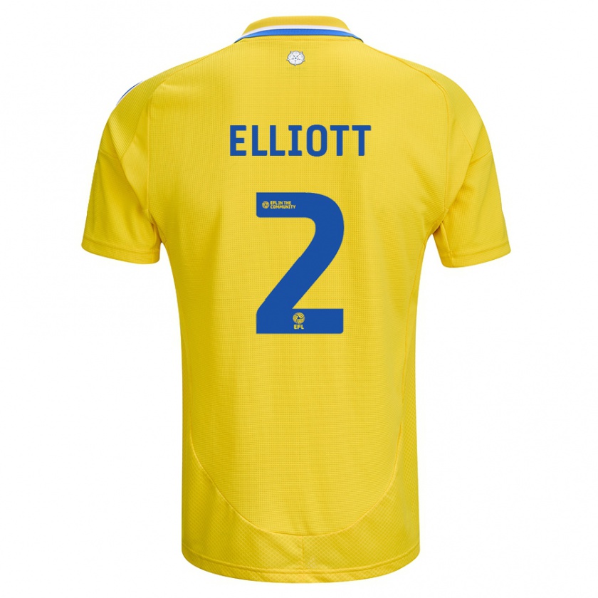 Kandiny Gyermek Izzy Elliott #2 Sárga Kék Idegenbeli Jersey 2024/25 Mez Póló Ing