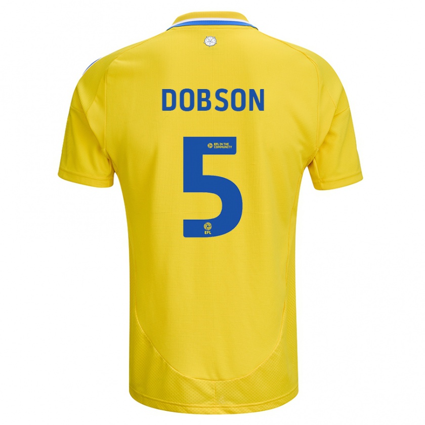 Kandiny Gyermek Ellie Dobson #5 Sárga Kék Idegenbeli Jersey 2024/25 Mez Póló Ing