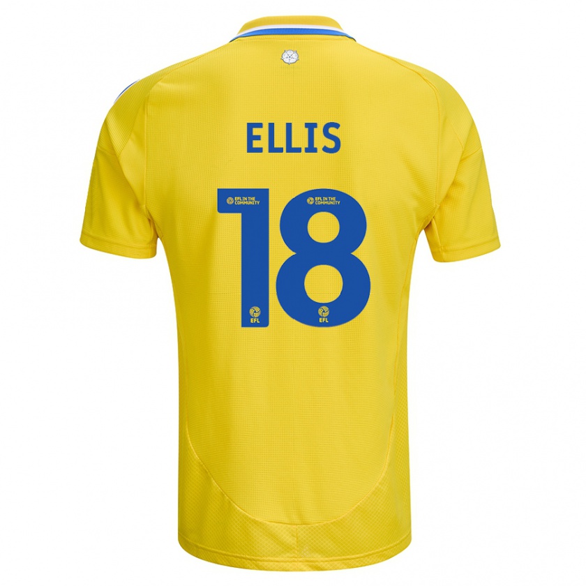 Kandiny Gyermek Macy Ellis #18 Sárga Kék Idegenbeli Jersey 2024/25 Mez Póló Ing