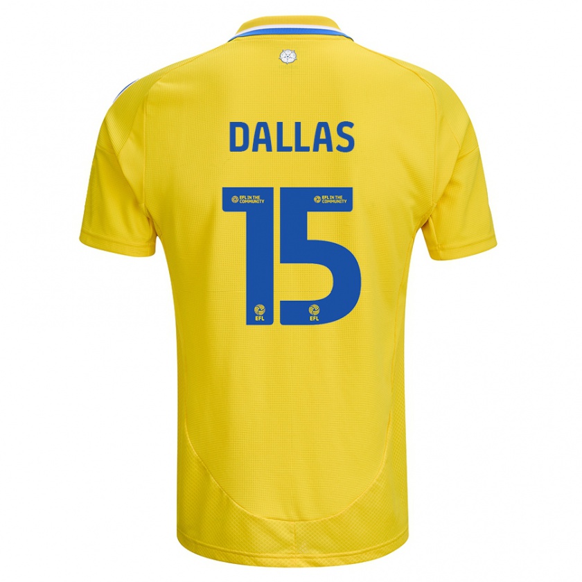 Kandiny Gyermek Stuart Dallas #15 Sárga Kék Idegenbeli Jersey 2024/25 Mez Póló Ing