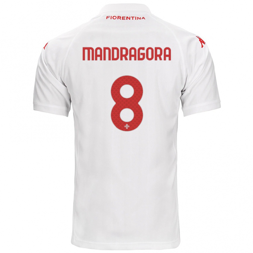 Kandiny Gyermek Rolando Mandragora #8 Fehér Idegenbeli Jersey 2024/25 Mez Póló Ing