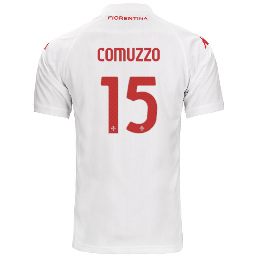 Kandiny Gyermek Pietro Comuzzo #15 Fehér Idegenbeli Jersey 2024/25 Mez Póló Ing