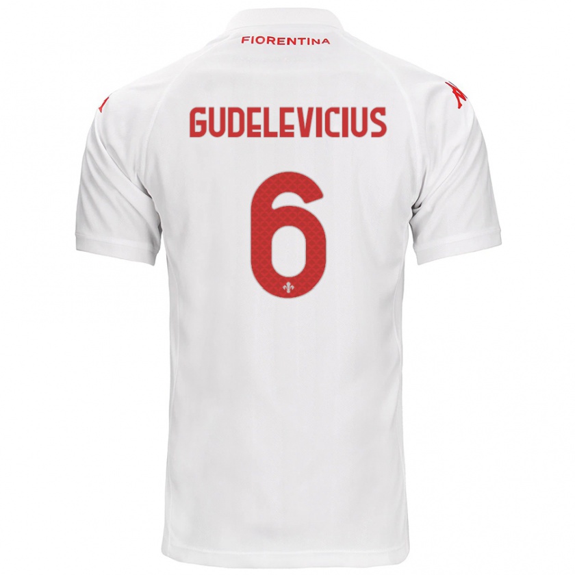 Kandiny Gyermek Ernestas Gudelevicius #6 Fehér Idegenbeli Jersey 2024/25 Mez Póló Ing