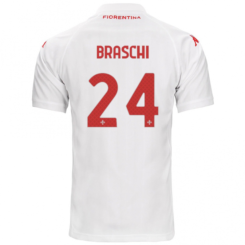 Kandiny Gyermek Riccardo Braschi #24 Fehér Idegenbeli Jersey 2024/25 Mez Póló Ing