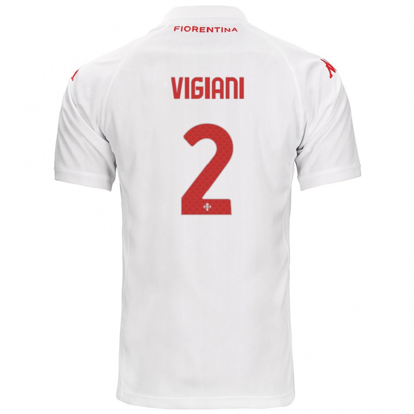 Kandiny Gyermek Lorenzo Vigiani #2 Fehér Idegenbeli Jersey 2024/25 Mez Póló Ing