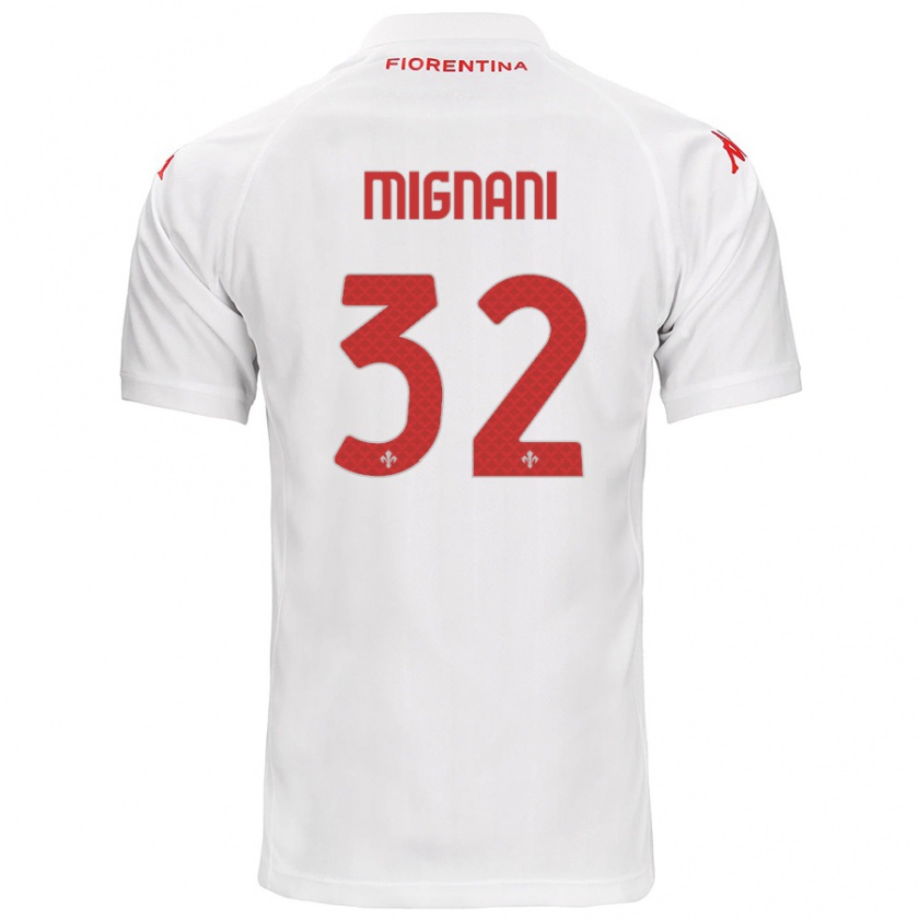 Kandiny Gyermek Carlo Mignani #32 Fehér Idegenbeli Jersey 2024/25 Mez Póló Ing