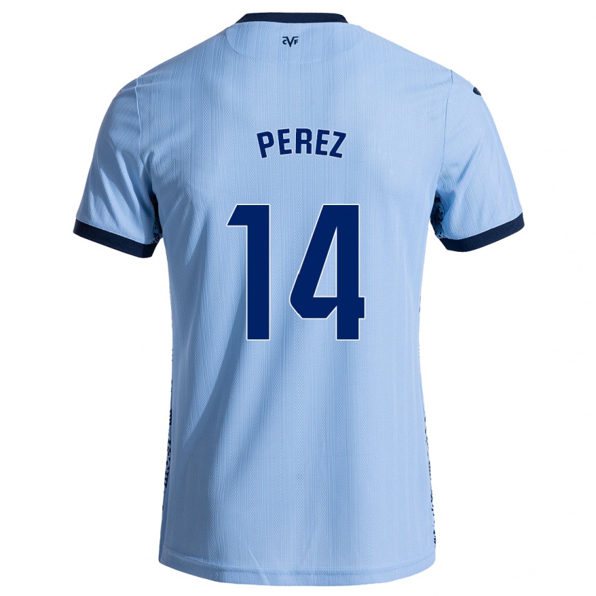 Kandiny Gyermek Nerea Pérez #14 Ég Kék Idegenbeli Jersey 2024/25 Mez Póló Ing