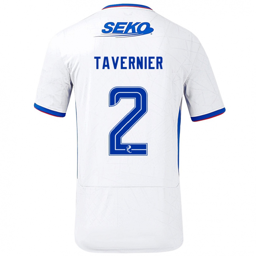 Kandiny Gyermek James Tavernier #2 Fehér Kék Idegenbeli Jersey 2024/25 Mez Póló Ing