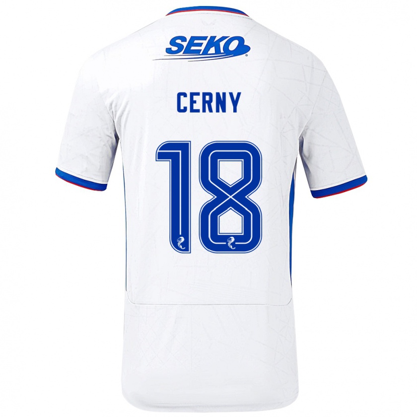 Kandiny Gyermek Vaclav Cerny #18 Fehér Kék Idegenbeli Jersey 2024/25 Mez Póló Ing