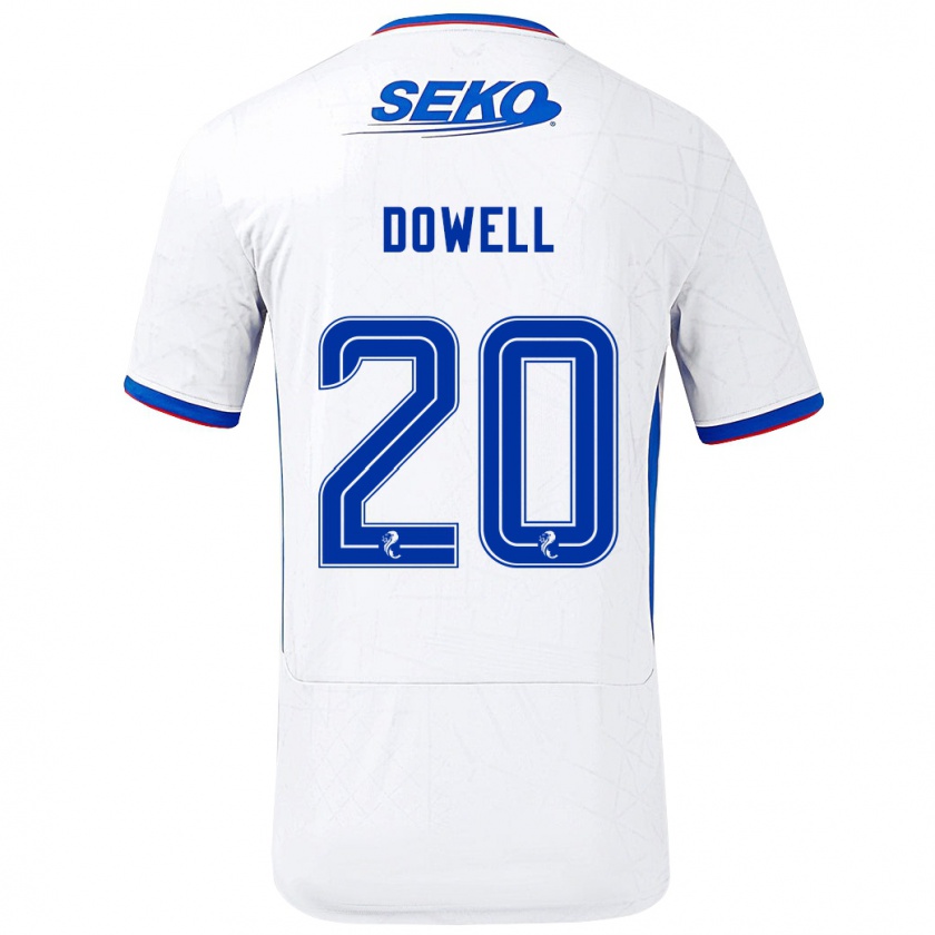 Kandiny Gyermek Kieran Dowell #20 Fehér Kék Idegenbeli Jersey 2024/25 Mez Póló Ing