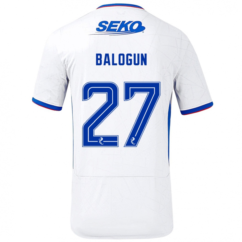 Kandiny Gyermek Leon Balogun #27 Fehér Kék Idegenbeli Jersey 2024/25 Mez Póló Ing