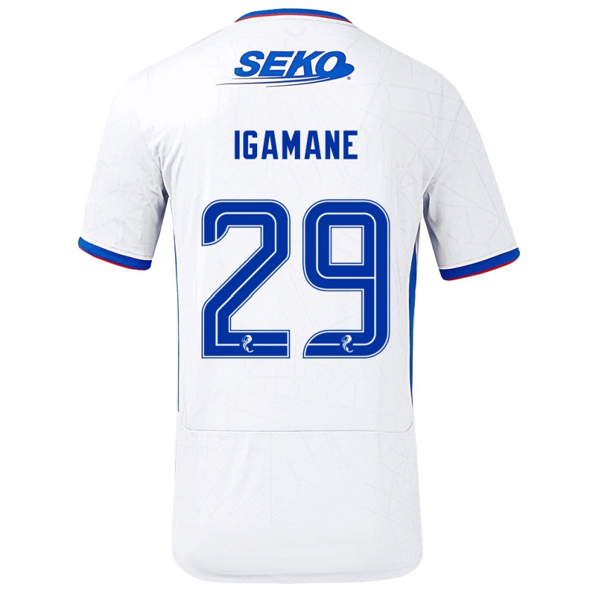 Kandiny Gyermek Hamza Igamane #29 Fehér Kék Idegenbeli Jersey 2024/25 Mez Póló Ing