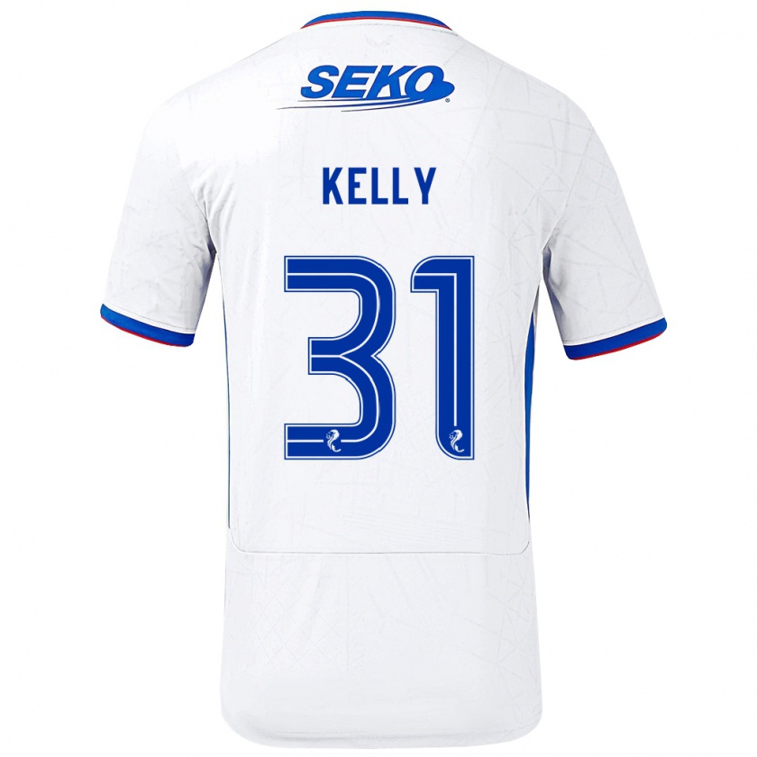 Kandiny Gyermek Liam Kelly #31 Fehér Kék Idegenbeli Jersey 2024/25 Mez Póló Ing