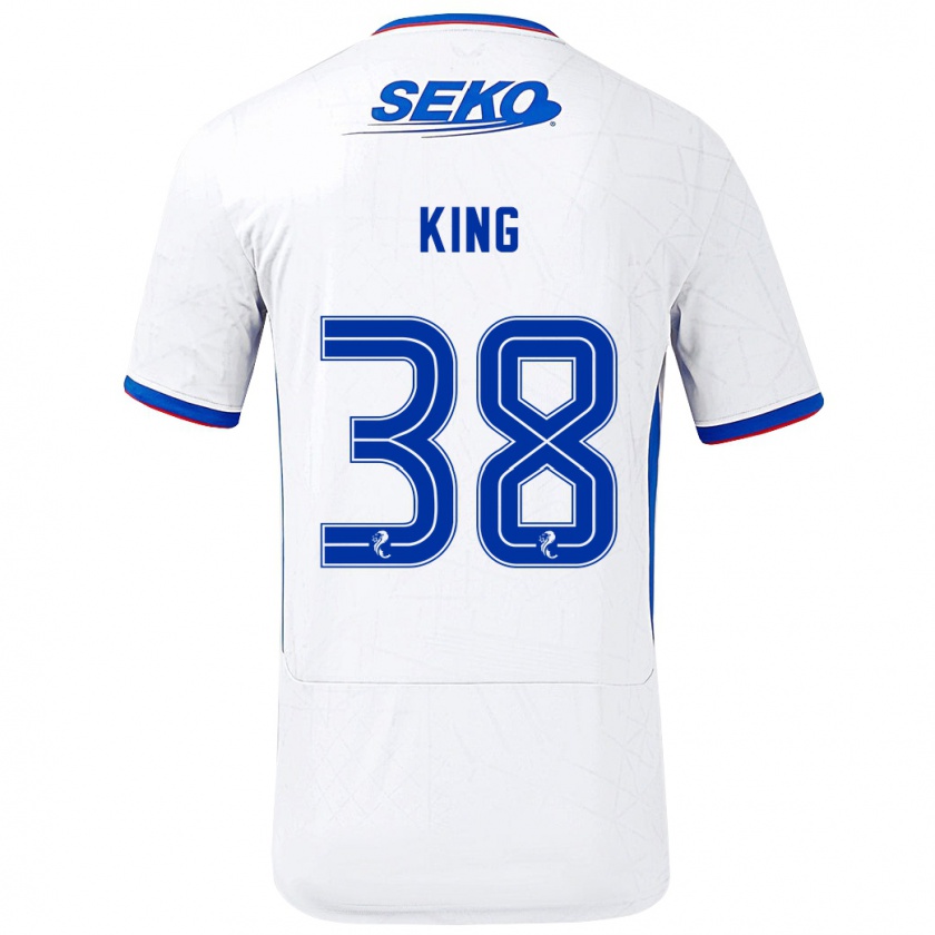 Kandiny Gyermek Leon King #38 Fehér Kék Idegenbeli Jersey 2024/25 Mez Póló Ing