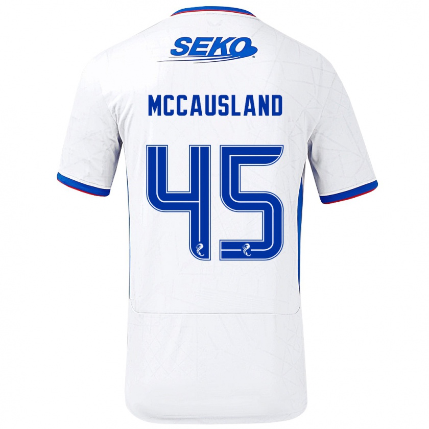 Kandiny Gyermek Ross Mccausland #45 Fehér Kék Idegenbeli Jersey 2024/25 Mez Póló Ing