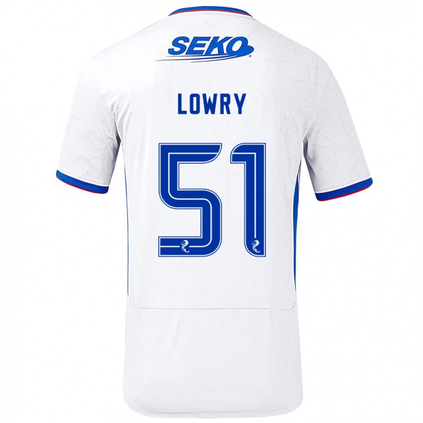 Kandiny Gyermek Alex Lowry #51 Fehér Kék Idegenbeli Jersey 2024/25 Mez Póló Ing