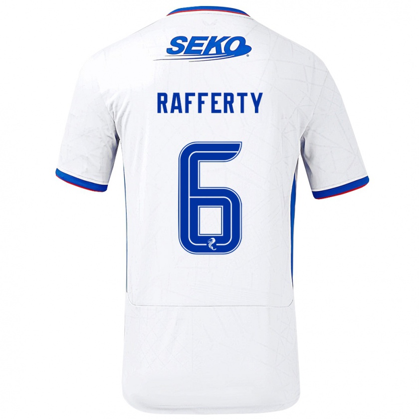 Kandiny Gyermek Laura Rafferty #6 Fehér Kék Idegenbeli Jersey 2024/25 Mez Póló Ing