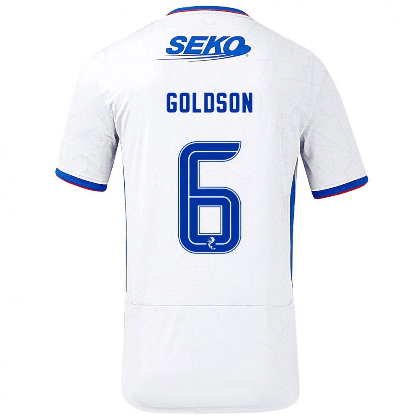 Kandiny Gyermek Connor Goldson #6 Fehér Kék Idegenbeli Jersey 2024/25 Mez Póló Ing