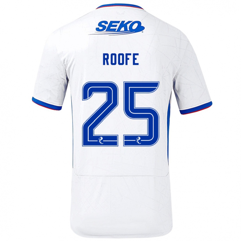 Kandiny Gyermek Kemar Roofe #25 Fehér Kék Idegenbeli Jersey 2024/25 Mez Póló Ing