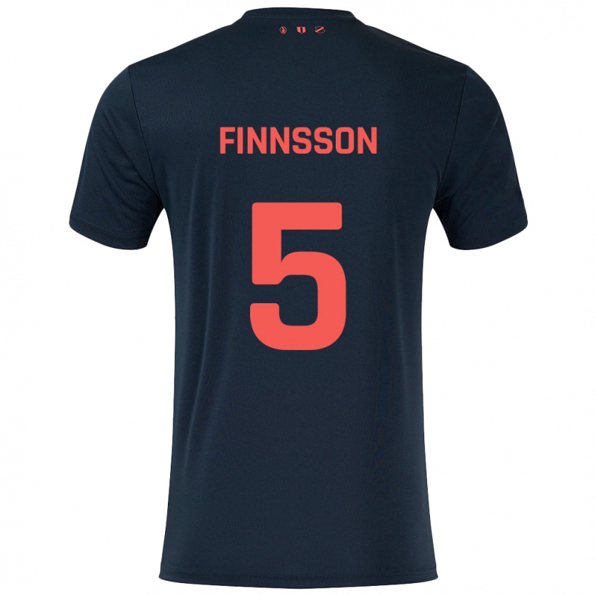 Kandiny Gyermek Kolbeinn Finnsson #5 Fekete Piros Idegenbeli Jersey 2024/25 Mez Póló Ing