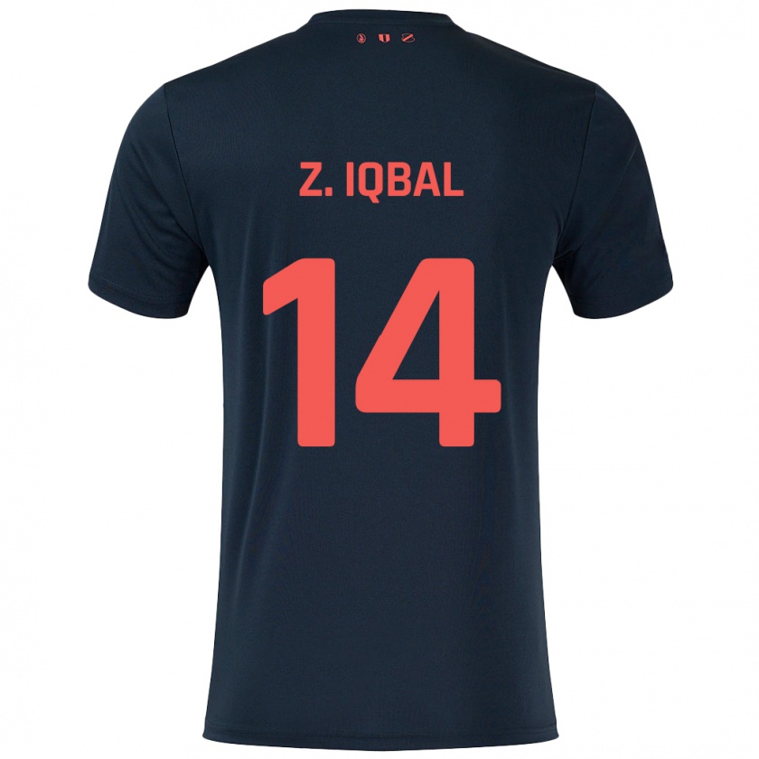 Kandiny Gyermek Zidane Iqbal #14 Fekete Piros Idegenbeli Jersey 2024/25 Mez Póló Ing