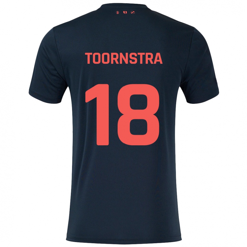 Kandiny Gyermek Jens Toornstra #18 Fekete Piros Idegenbeli Jersey 2024/25 Mez Póló Ing