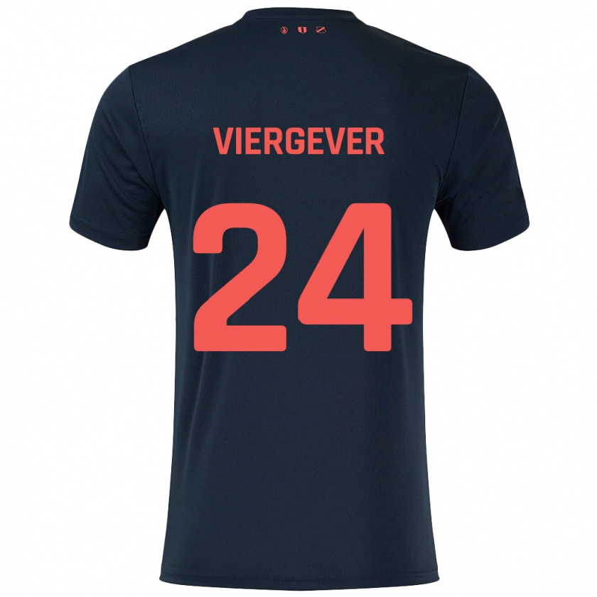 Kandiny Gyermek Nick Viergever #24 Fekete Piros Idegenbeli Jersey 2024/25 Mez Póló Ing