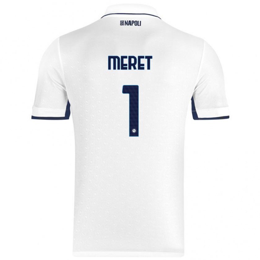 Kandiny Gyermek Alex Meret #1 Fehér Royal Blue Idegenbeli Jersey 2024/25 Mez Póló Ing