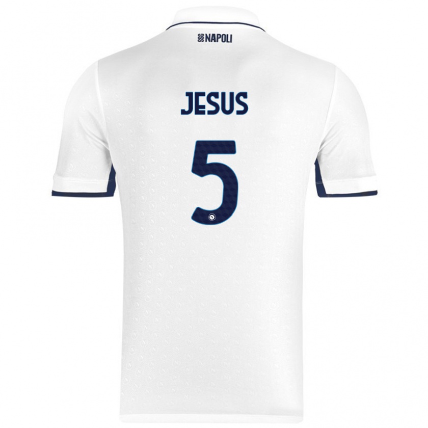 Kandiny Gyermek Juan Jesus #5 Fehér Royal Blue Idegenbeli Jersey 2024/25 Mez Póló Ing