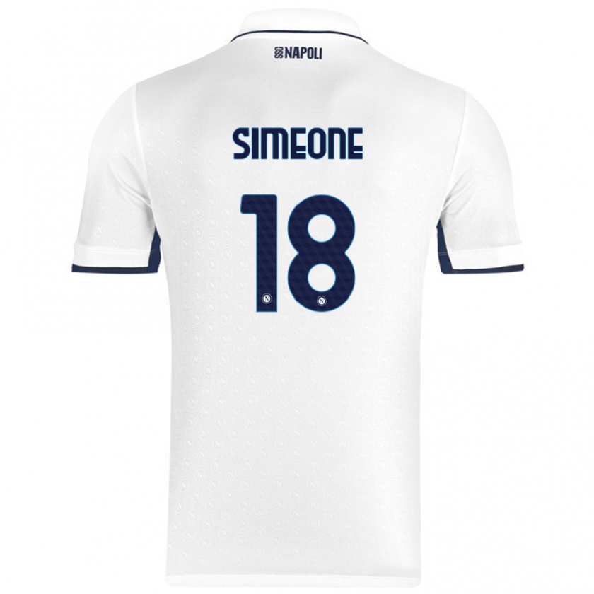 Kandiny Gyermek Giovanni Simeone #18 Fehér Royal Blue Idegenbeli Jersey 2024/25 Mez Póló Ing