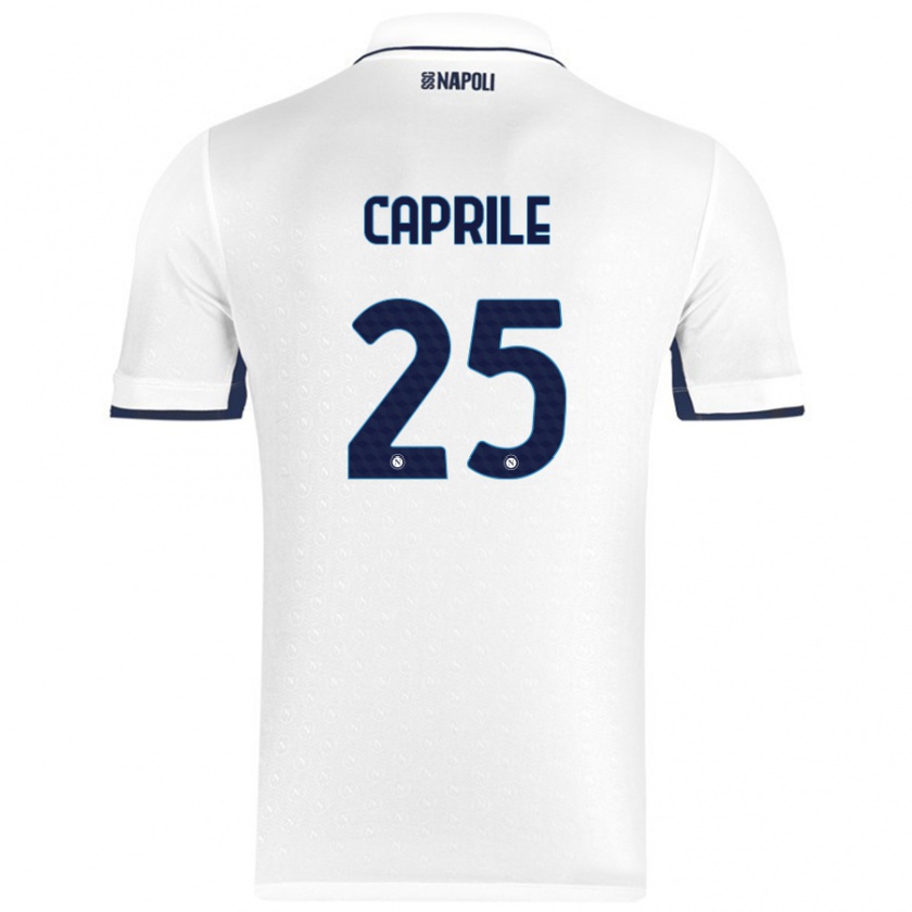 Kandiny Gyermek Elia Caprile #25 Fehér Royal Blue Idegenbeli Jersey 2024/25 Mez Póló Ing