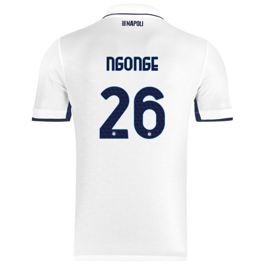 Kandiny Gyermek Cyril Ngonge #26 Fehér Royal Blue Idegenbeli Jersey 2024/25 Mez Póló Ing