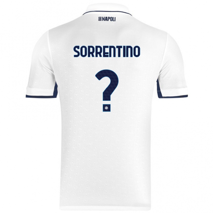 Kandiny Gyermek Andrea Sorrentino #0 Fehér Royal Blue Idegenbeli Jersey 2024/25 Mez Póló Ing