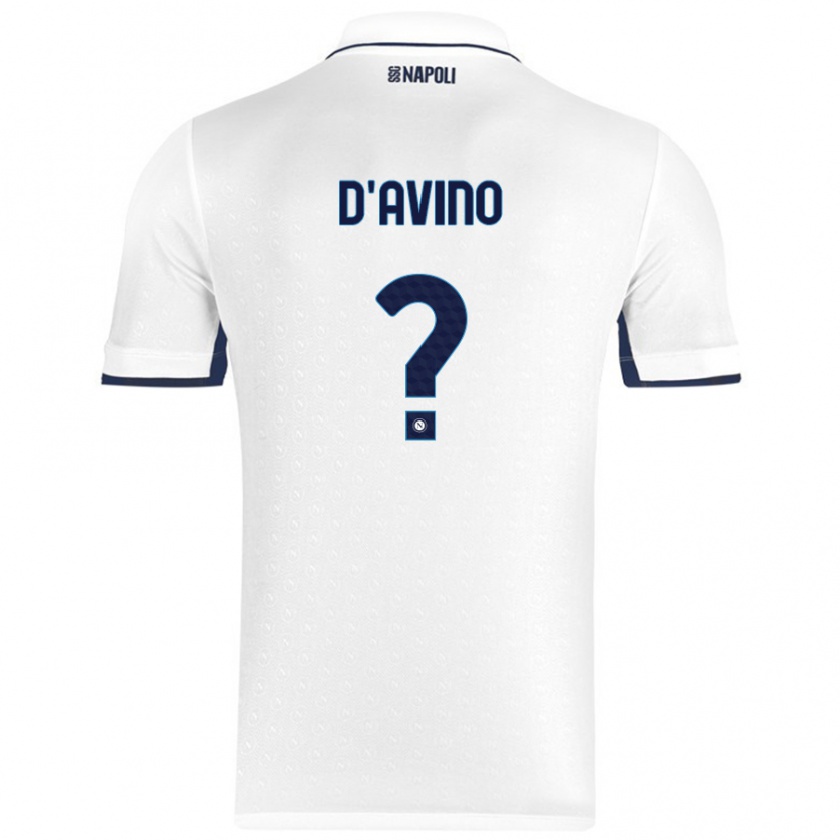 Kandiny Gyermek Luigi D'avino #0 Fehér Royal Blue Idegenbeli Jersey 2024/25 Mez Póló Ing