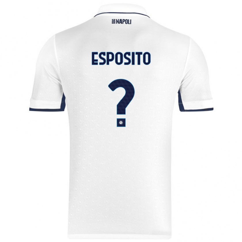 Kandiny Gyermek Mattia Esposito #0 Fehér Royal Blue Idegenbeli Jersey 2024/25 Mez Póló Ing