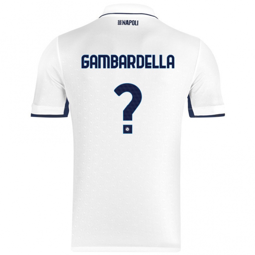 Kandiny Gyermek Vittorio Gambardella #0 Fehér Royal Blue Idegenbeli Jersey 2024/25 Mez Póló Ing