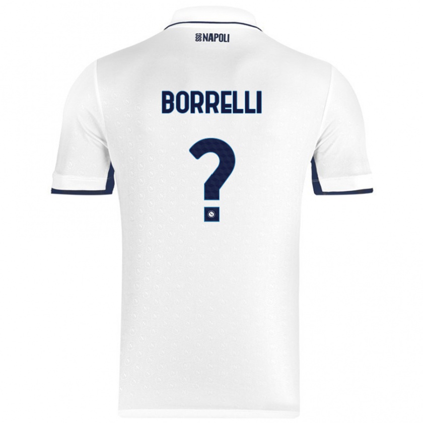 Kandiny Gyermek Ciro Borrelli #0 Fehér Royal Blue Idegenbeli Jersey 2024/25 Mez Póló Ing