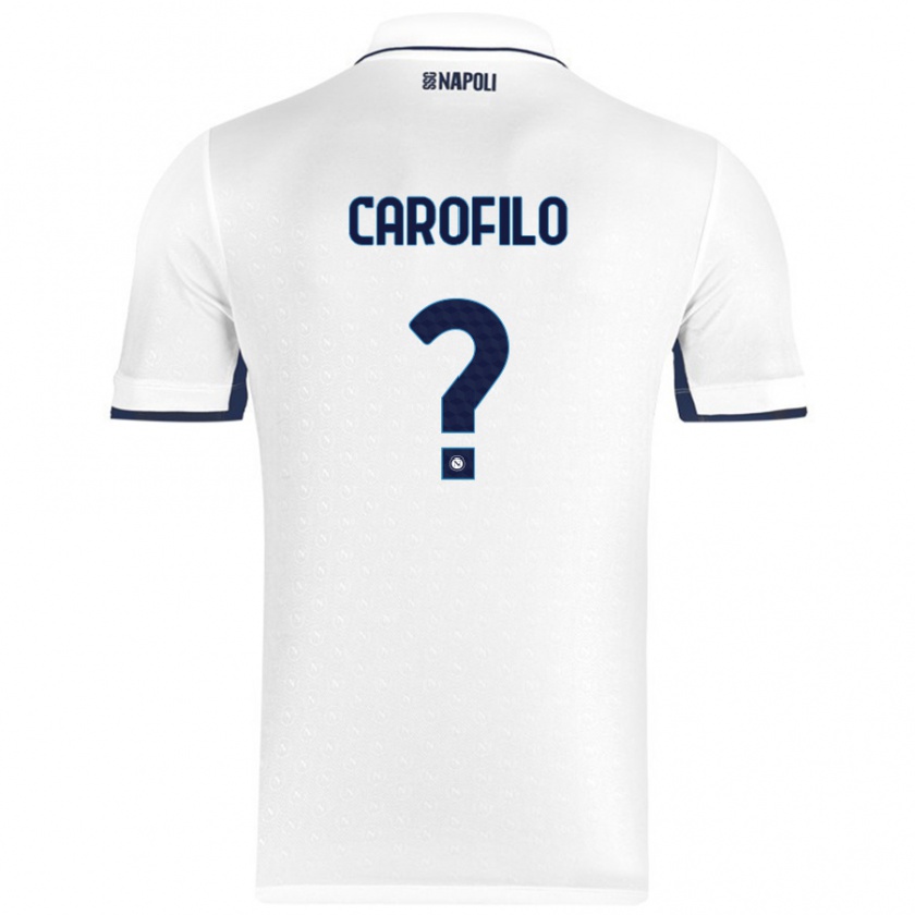 Kandiny Gyermek Salvatore Carofilo #0 Fehér Royal Blue Idegenbeli Jersey 2024/25 Mez Póló Ing