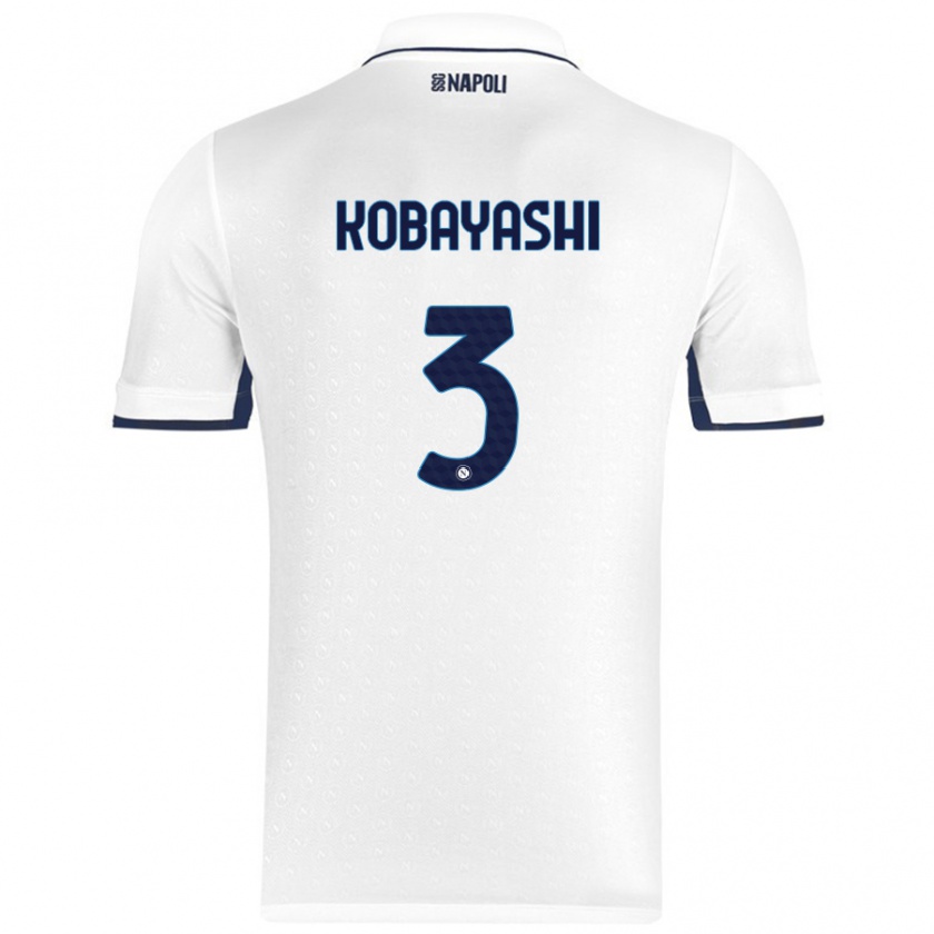 Kandiny Gyermek Miharu Kobayashi #3 Fehér Royal Blue Idegenbeli Jersey 2024/25 Mez Póló Ing