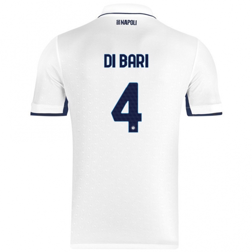 Kandiny Gyermek Martina Di Bari #4 Fehér Royal Blue Idegenbeli Jersey 2024/25 Mez Póló Ing