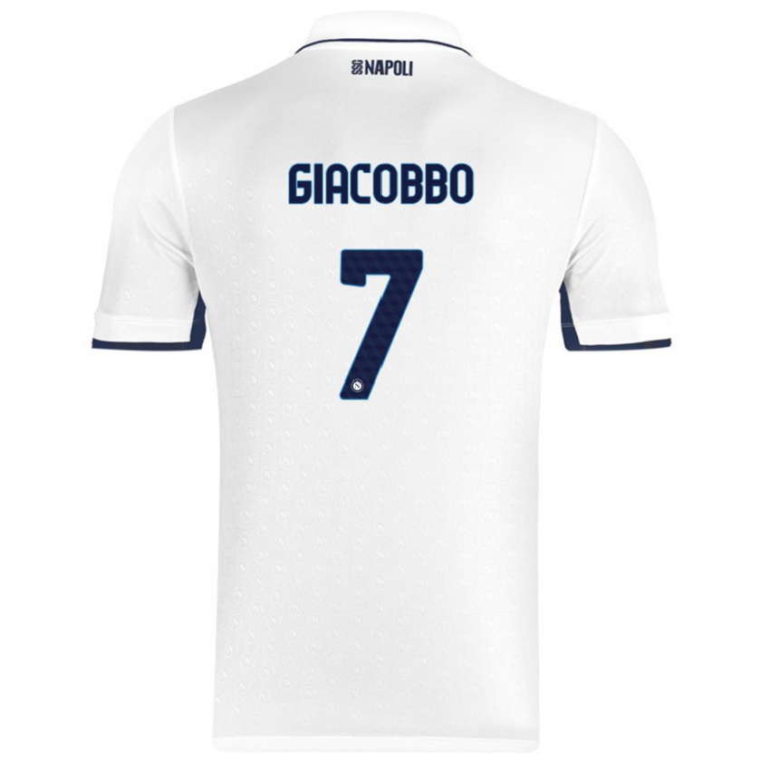 Kandiny Gyermek Giulia Giacobbo #7 Fehér Royal Blue Idegenbeli Jersey 2024/25 Mez Póló Ing