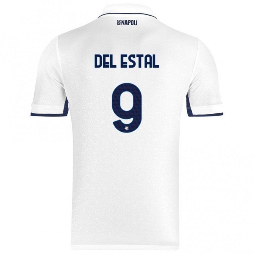 Kandiny Gyermek Eli Del Estal #9 Fehér Royal Blue Idegenbeli Jersey 2024/25 Mez Póló Ing