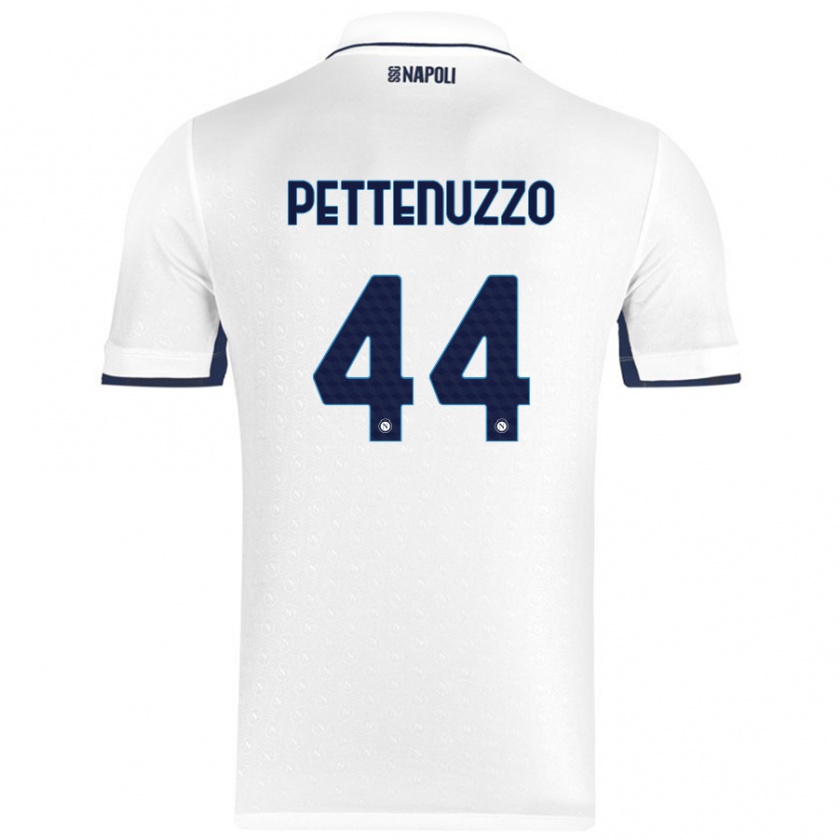 Kandiny Gyermek Tecla Pettenuzzo #44 Fehér Royal Blue Idegenbeli Jersey 2024/25 Mez Póló Ing