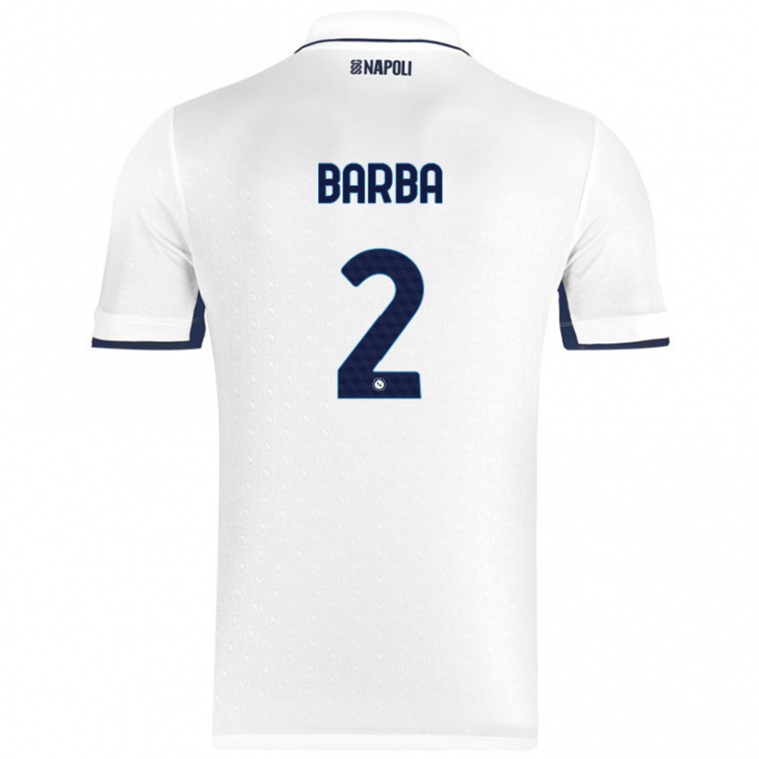 Kandiny Gyermek Benedetto Barba #2 Fehér Royal Blue Idegenbeli Jersey 2024/25 Mez Póló Ing