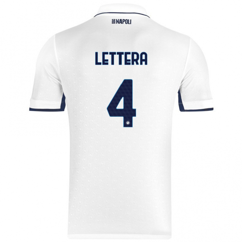 Kandiny Gyermek Alessio Lettera #4 Fehér Royal Blue Idegenbeli Jersey 2024/25 Mez Póló Ing