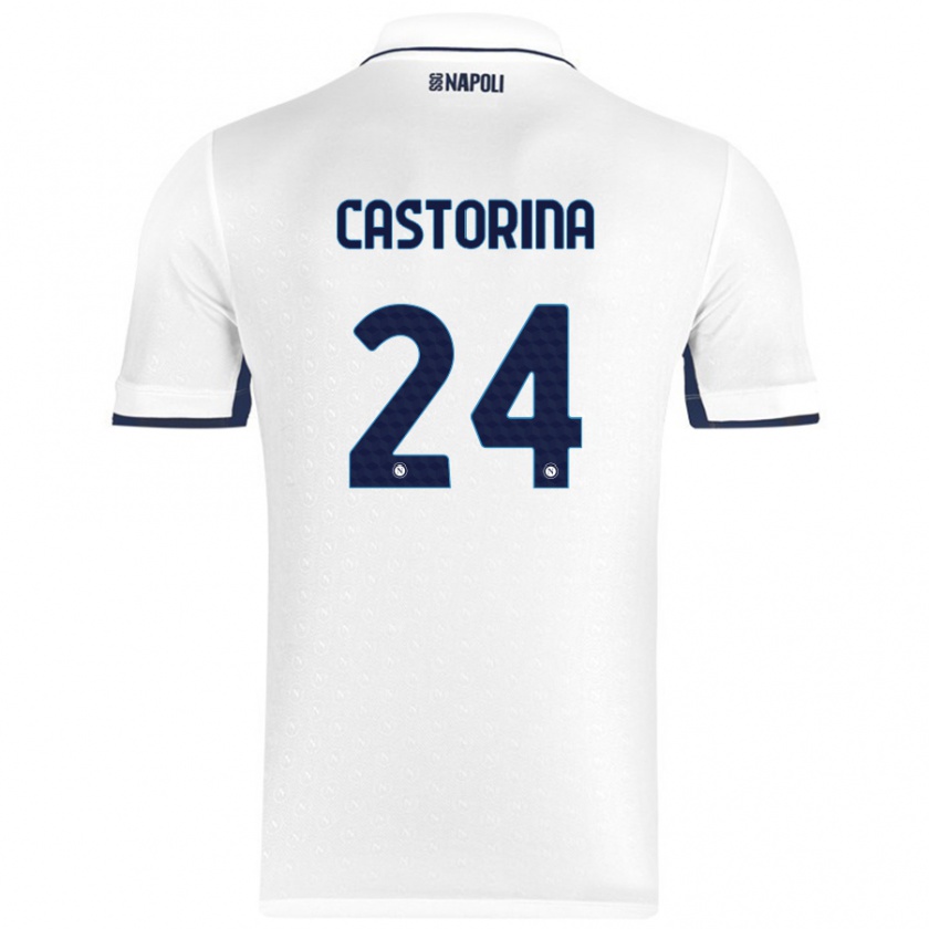 Kandiny Gyermek Alessandro Castorina #24 Fehér Royal Blue Idegenbeli Jersey 2024/25 Mez Póló Ing