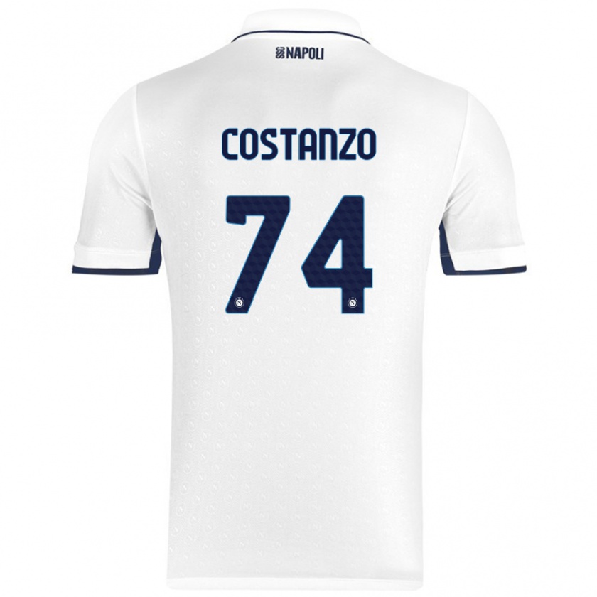 Kandiny Gyermek Davide Costanzo #74 Fehér Royal Blue Idegenbeli Jersey 2024/25 Mez Póló Ing