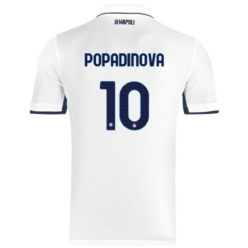 Kandiny Gyermek Evdokiya Popadinova #10 Fehér Royal Blue Idegenbeli Jersey 2024/25 Mez Póló Ing