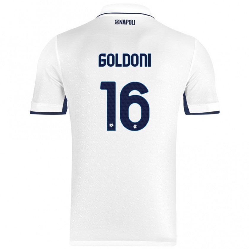 Kandiny Gyermek Eleonora Goldoni #16 Fehér Royal Blue Idegenbeli Jersey 2024/25 Mez Póló Ing