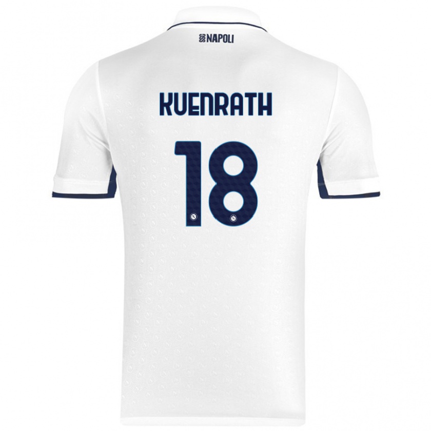 Kandiny Gyermek Melanie Kuenrath #18 Fehér Royal Blue Idegenbeli Jersey 2024/25 Mez Póló Ing